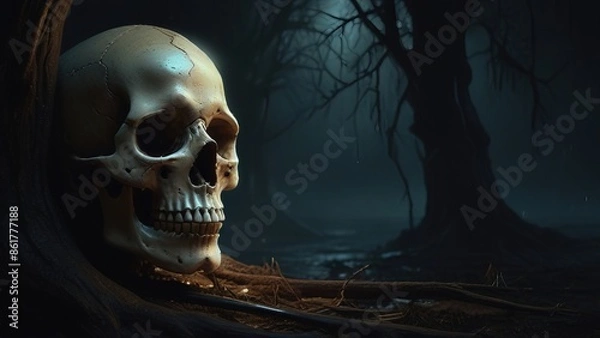 Fototapeta halloween skeleton with skull and bones