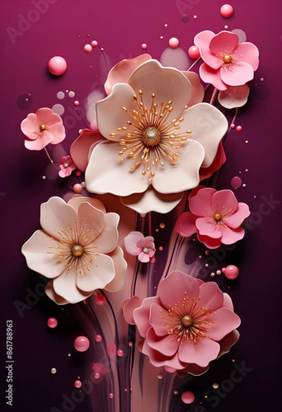 Obraz pink background with pink flowers