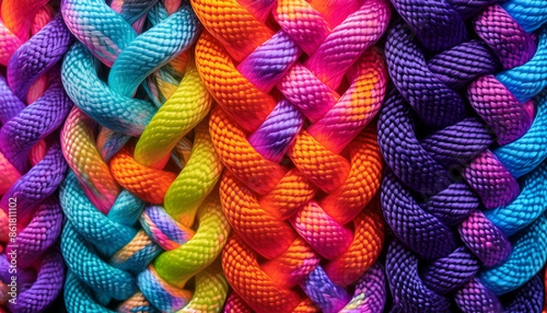 Obraz Colorful Braided Yarn Rope Pattern Close-Up