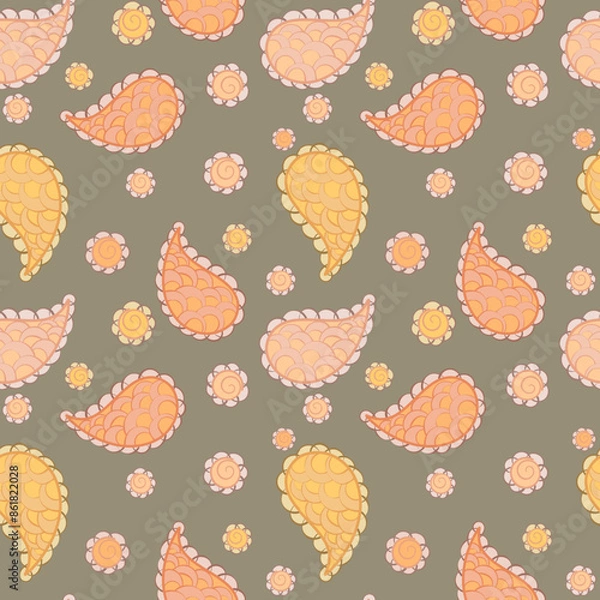 Obraz Elegant abstract seamless pattern with handwriting paisley designs ethnical styled