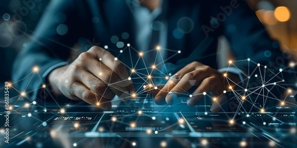 Fototapeta Implementing New Technology Policies to Support Data Network A Businessman's Approach. Concept Technology Policies, Data Network, Business Strategies, Implementation Process, Optimal Support