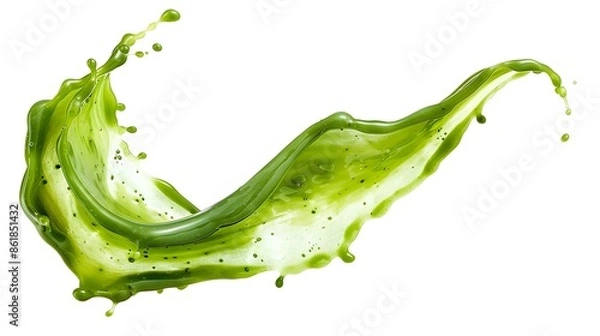Fototapeta Dynamic Green Juice Splash. Refreshing and Healthy Beverage Concept