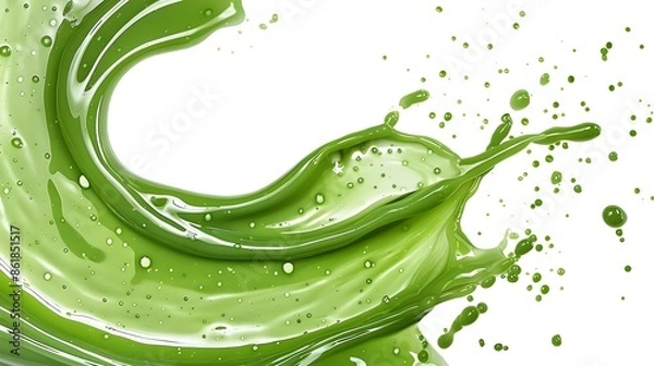 Fototapeta Green Liquid Splash. Refreshing and Vibrant Image for Drinks, Nature, and Wellness