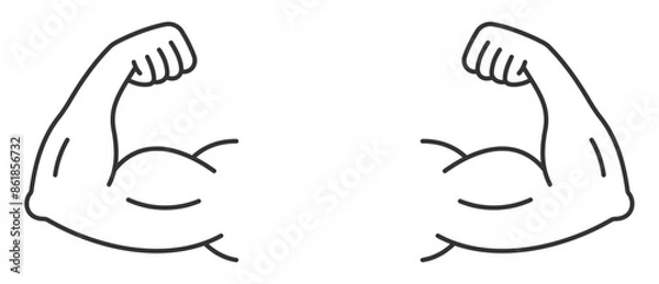 Fototapeta Muscle arm icon. Flexing biceps symbol. Muscular arms logo. Vector