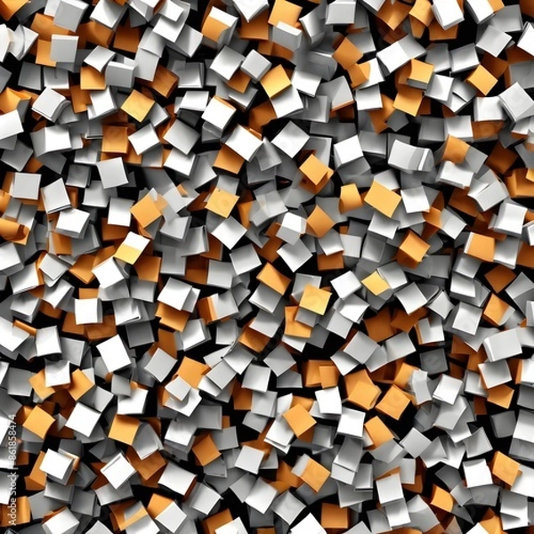 Fototapeta abstract background made of cubes in white, orange, yellow and grey colors