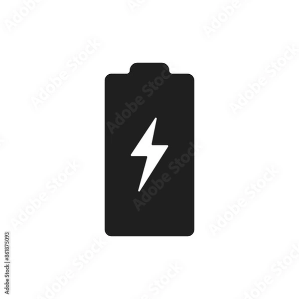 Obraz Black battery charging icon on white background.