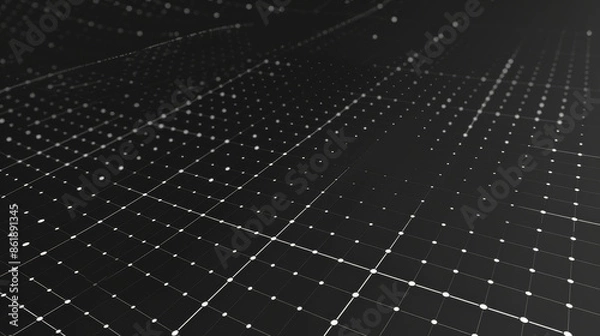 Fototapeta Abstract black and white background presentation geometry minimalistic. Pattern texture futuristic dots in dark space 