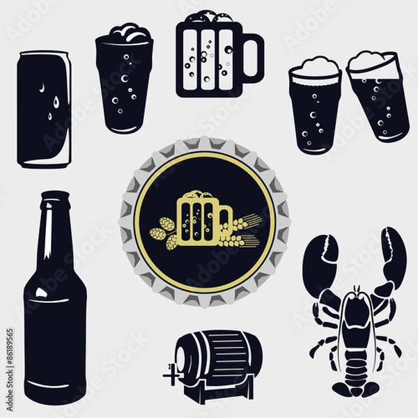 Obraz Beer icons set. Vector EPS10 illustration