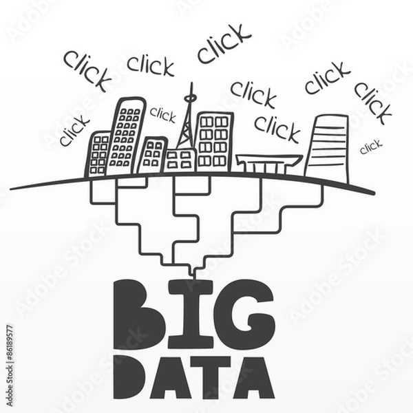 Obraz Big data collection vector sketchy illustration