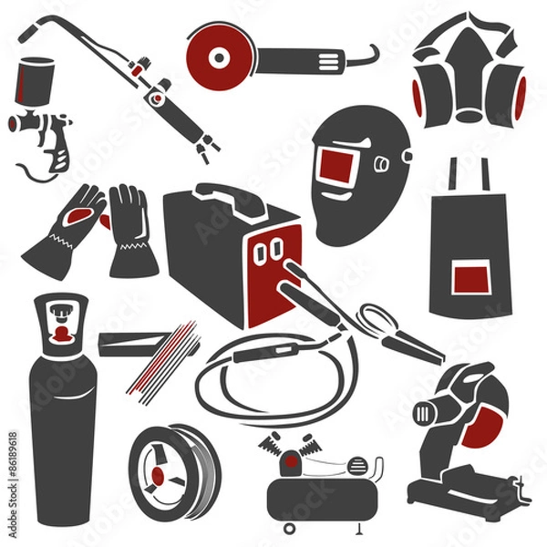 Obraz A set of welding and metal works icons. EPS10 vector illustration