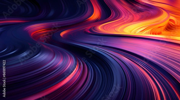 Fototapeta Vibrant colors of purple, violet, pink, magenta, and electric blue swirl in a mesmerizing pattern on a dark background, creating a stunning piece of liquid art