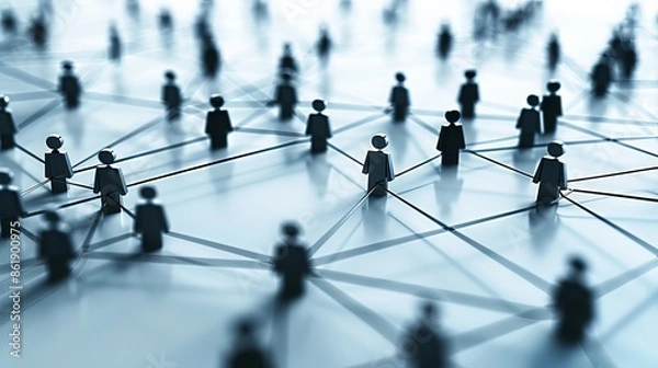 Obraz Three-dimensional model showing a network of connected people, representing a multi-level marketing (MLM) scheme.