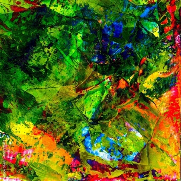Obraz Abstract colorful paint gringe background. Hand painted abstract colorful paint artwork.