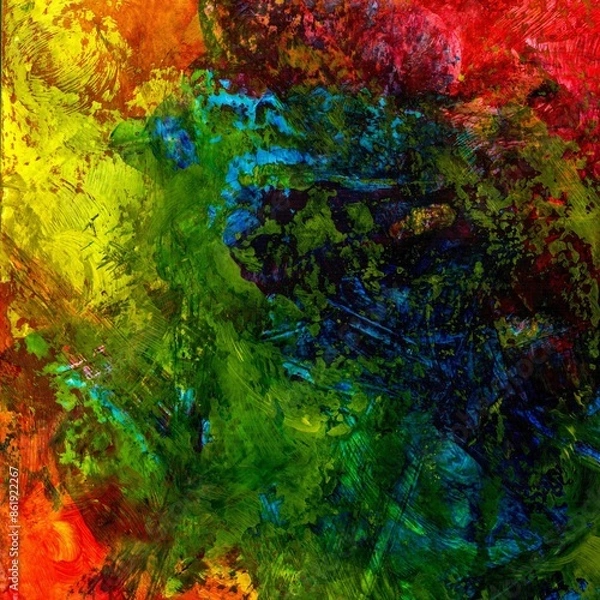 Obraz Hand painted abstract colorful artwork. Modern painting. Abstract colorful paint grunge background. Colored artistic paint wallpaper.