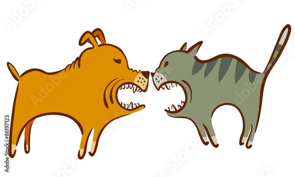 Obraz cat and dog fight