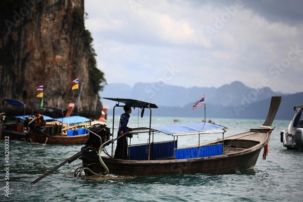 Obraz Phuket, THAILAND -JANUARY 05: landscape sea kayak excursion boat asia on JANUARY 05, 2015, in Phuket, Thailand