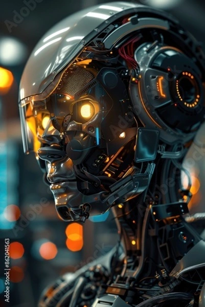 Fototapeta Robot Head Close Up