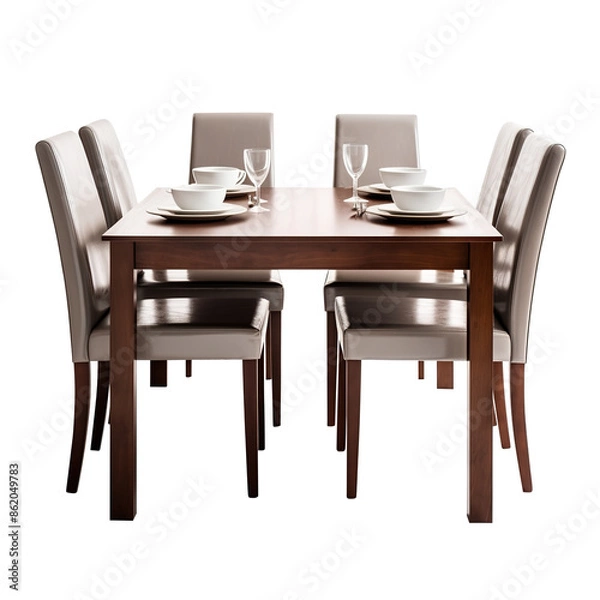 Fototapeta table and chairs on transparent background, clipping path, png 
