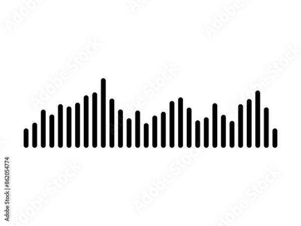 Fototapeta Sound Wave Vector Isolated on White. Podcasting Audio Sound Wave Abstract. Audio Sound Wave Vector.