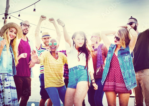 Fototapeta Teenagers Friends Beach Party Happiness Concept
