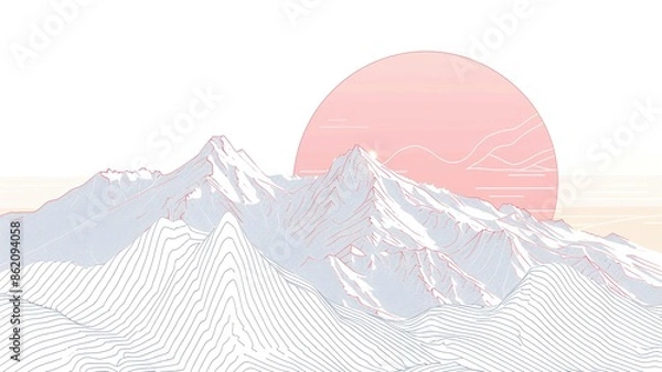 Obraz Line mountain sunrise and sunset creative landscape background