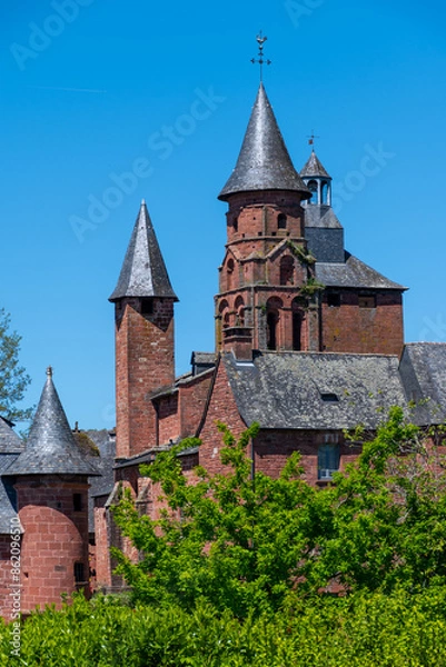 Fototapeta Collonges-la-Rouge village, one of the most beautiful villages in France with houses made from red stones, tourists destination in Dordogne
