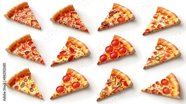 Fototapeta Detailed Pizza Slice Icon on Clean White Background