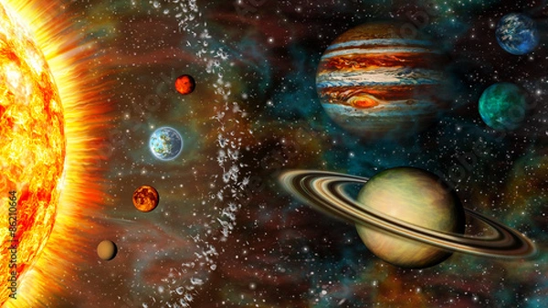 Obraz Panoramiczny Układ Słoneczny 3D