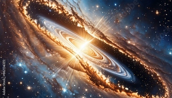 Fototapeta A Spiral Galaxy with A Star in The Middle