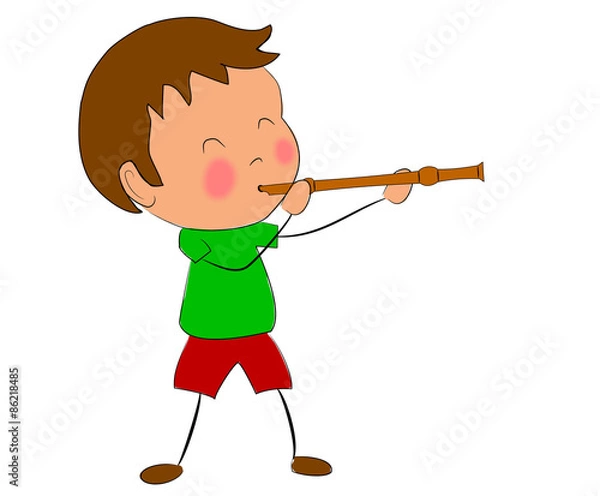 Obraz junge mit blockflöte