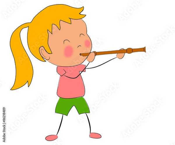 Obraz mädchen mit blockflöte