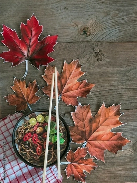 Obraz Maple leaves on the table