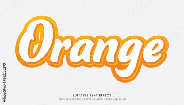 Fototapeta orange editable 3d text effect template bold typography and abstract style drinks logo and brand	