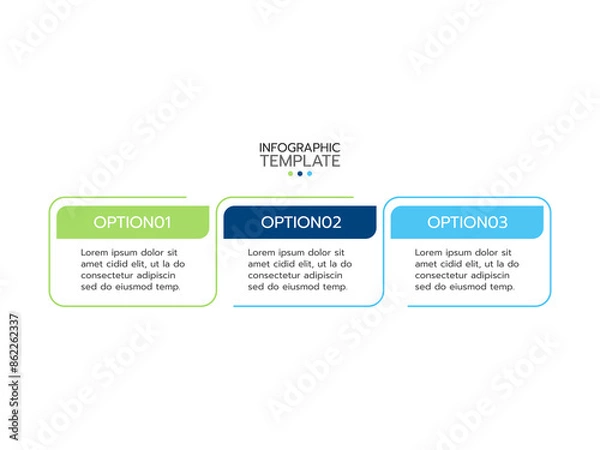 Fototapeta Vector infographic design template with icons. Business concept with 3 options or steps. Can be used for process diagram, workflow layout, info graph, annual report, flow chart.