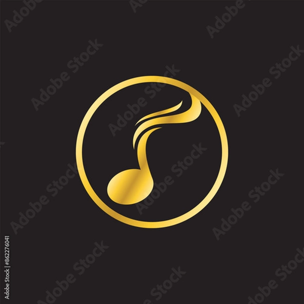 Fototapeta gold colored musical notes, vector logo icon