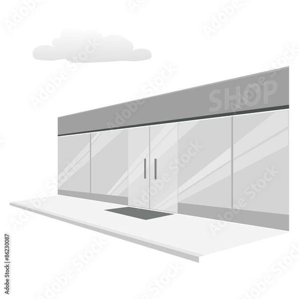 Obraz Mall Glass Store Facade exterior, angle view