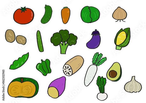 Obraz kawaii vegetables