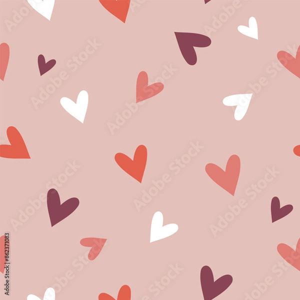 Fototapeta Vector seamless pattern with hearts