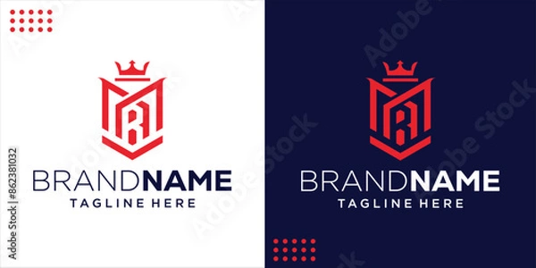 Obraz Initial letter RM for crown and shield logo design, Design Inspiration, Illustration, Vector