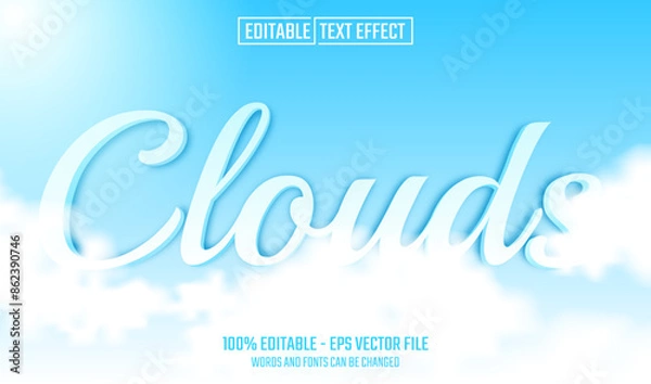 Fototapeta clouds editable text effect