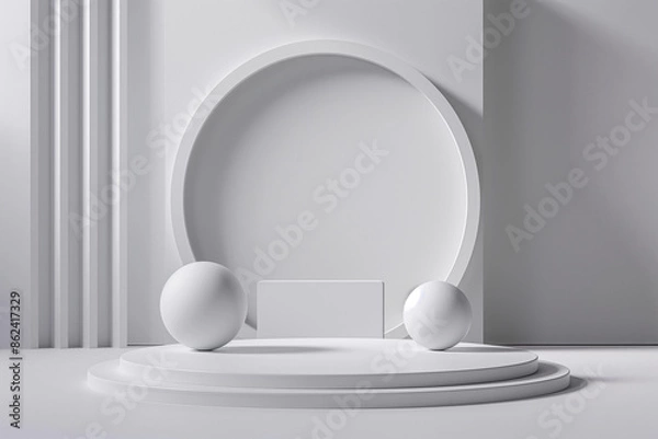 Fototapeta 3d white background white podium for product presentation and brand advertising. Empty scene for mock up