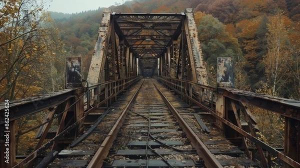 Fototapeta Dilapidated bridges and tunnels tell the story of the rail lines longevity and perseverance.