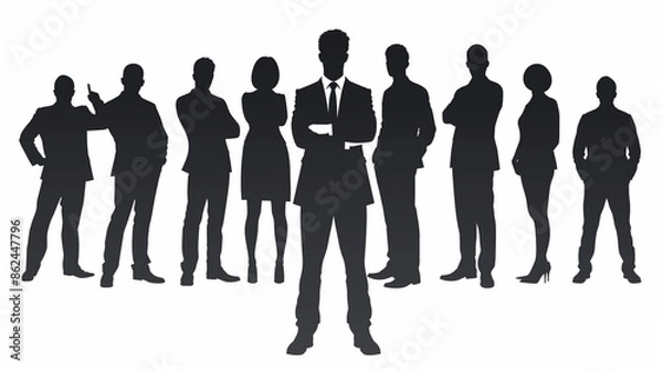 Obraz シルエットアイコン 人物 ビジネスマン スーツ ポーズ