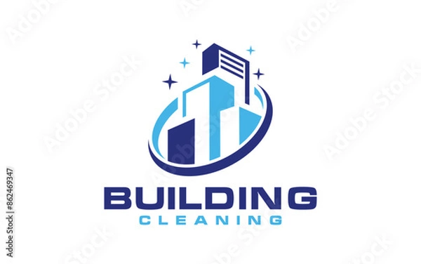 Obraz Building Cleaning company badge, emblem. Vector illustration.