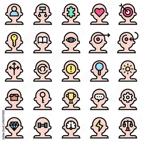 Fototapeta Mind Process Filled Icon Set, Vector Illustrations in Filled Design