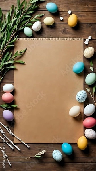 Fototapeta Abstraktion Leeres Blatt für Ostergrüße 9x16. Hintergrund für das Design 3.