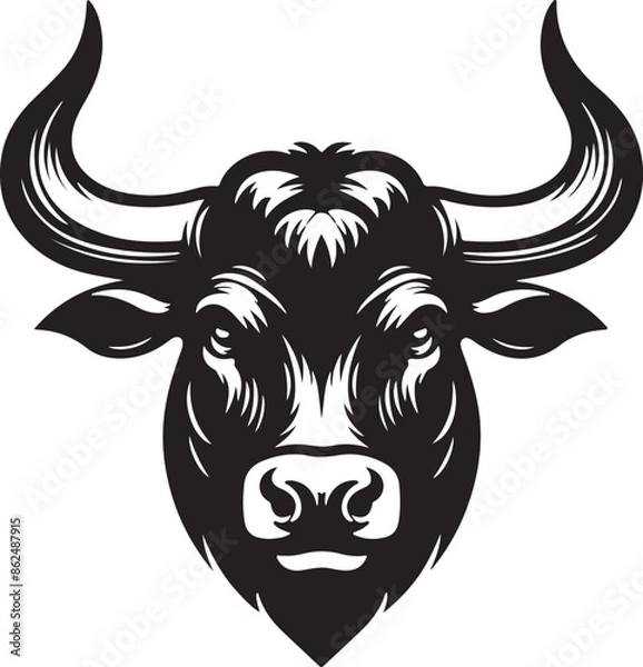 Obraz Bull head silhoutte vector style with white background