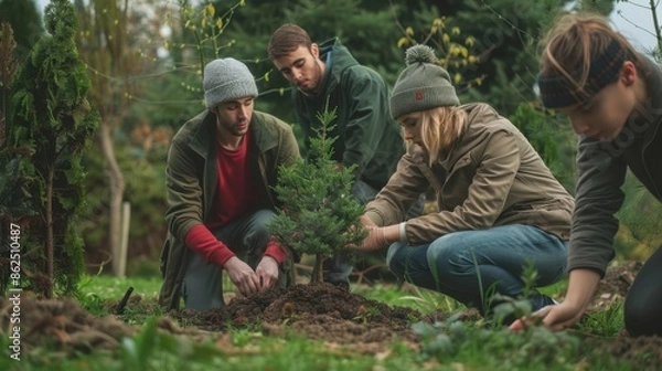 Fototapeta The group planting tree