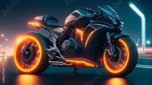 Obraz powerful bike on highway