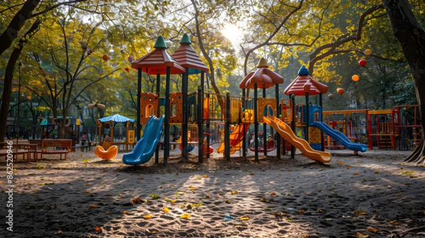 Fototapeta Superbe photo d'un parc pour enfants avec beaucoup de couleurs